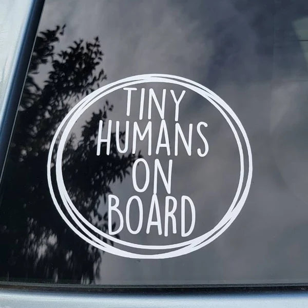 Round Tiny Humans On Board Decal