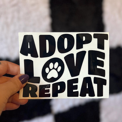 Adopt Love Repeat Decal