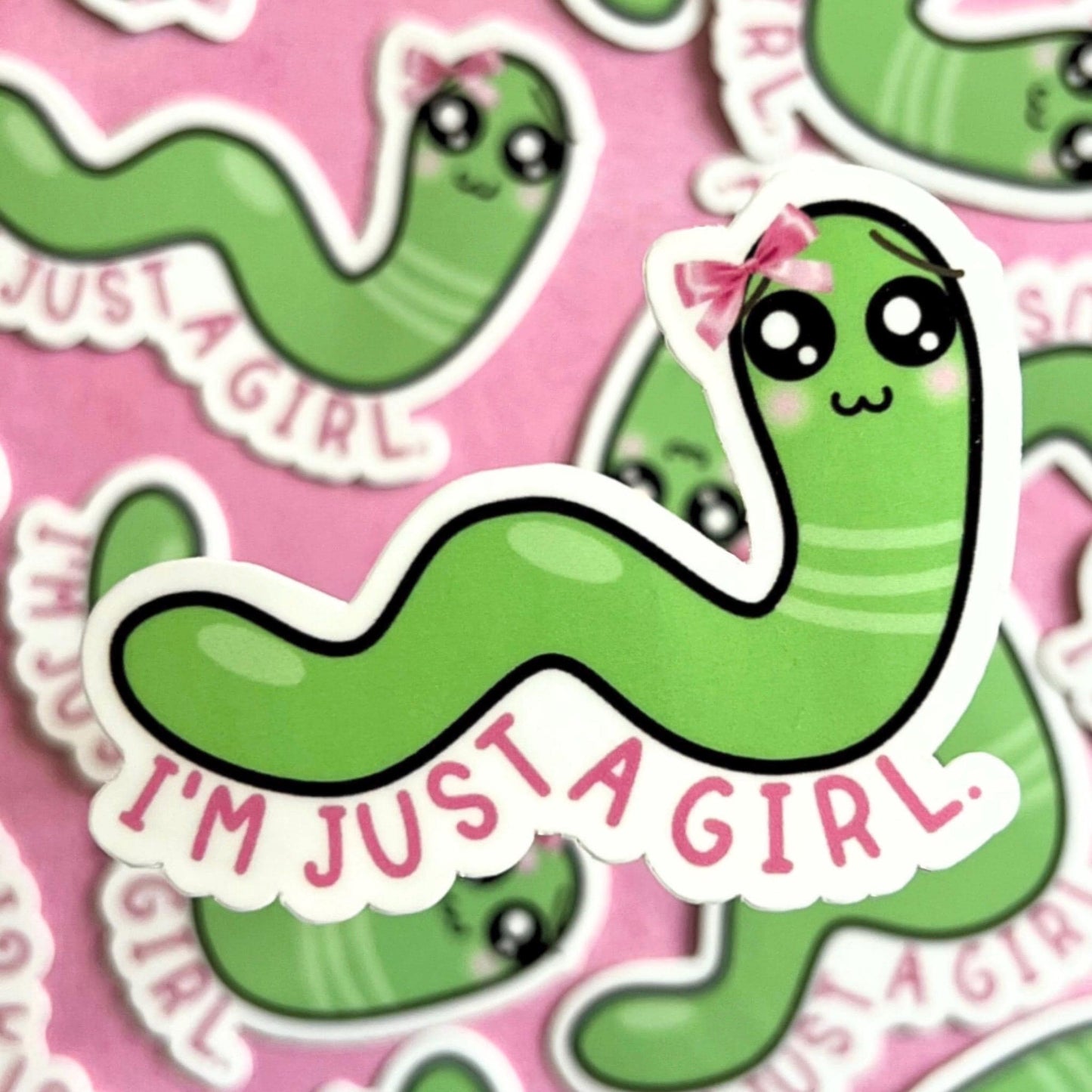 I’m Just A Girl Worm Sticker